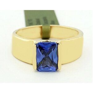 Deep Tone Lab Created Tanzanite 2.80 Carats 14k Yellow Gold Ring